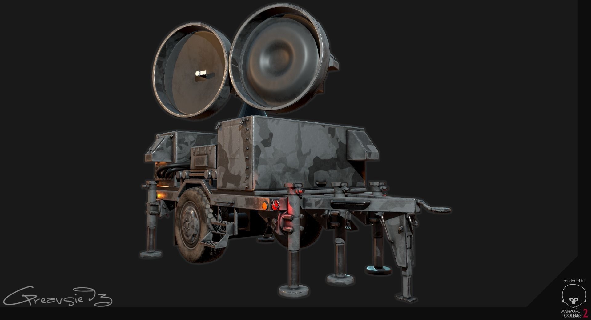 Low Poly PBR Sentinel Radar - HPIR Low-poly 3D model_1
