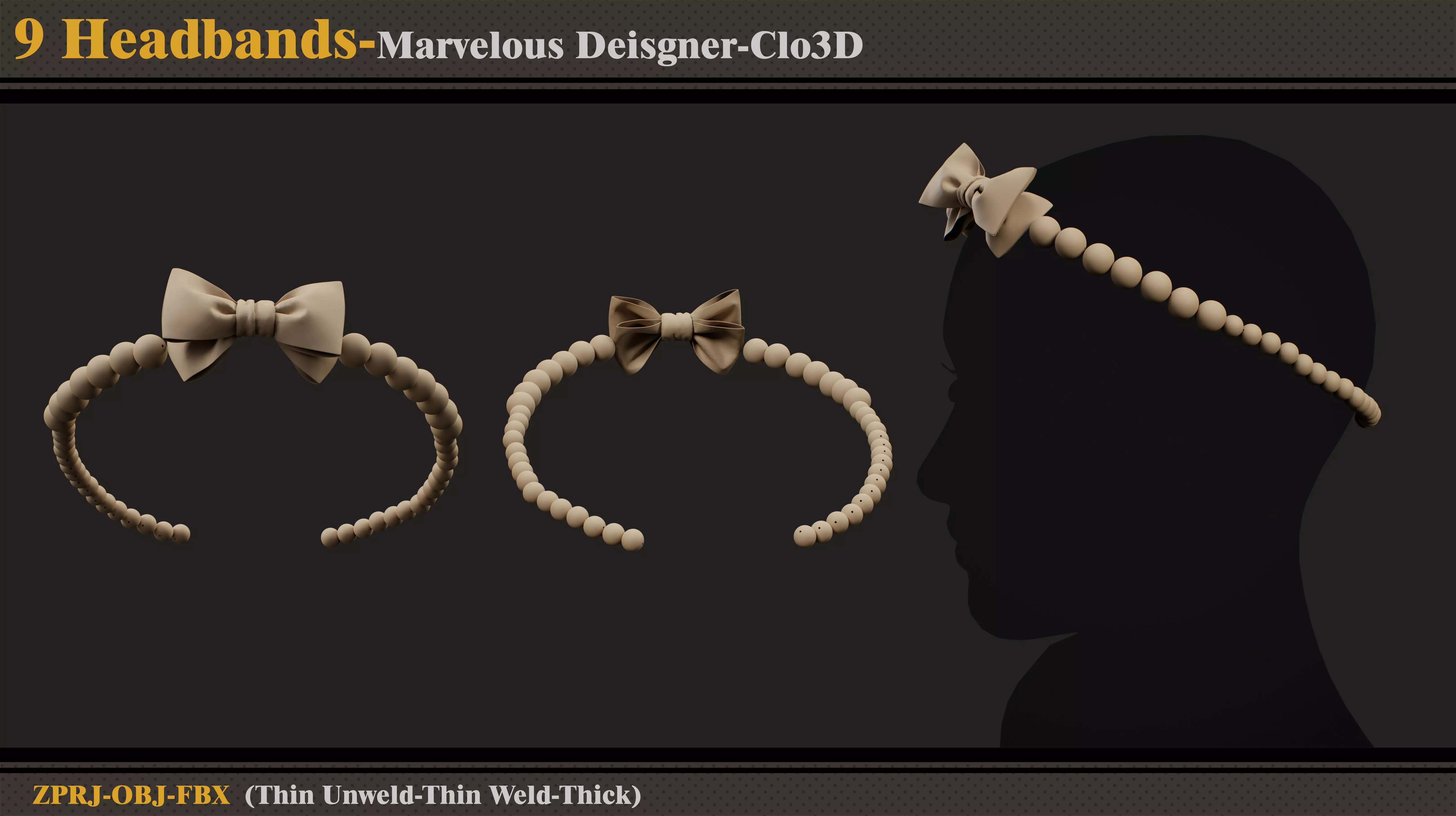 9 Headbands-MD-Clo3D-ZPRJ-FBX- OBJ 3D model_10