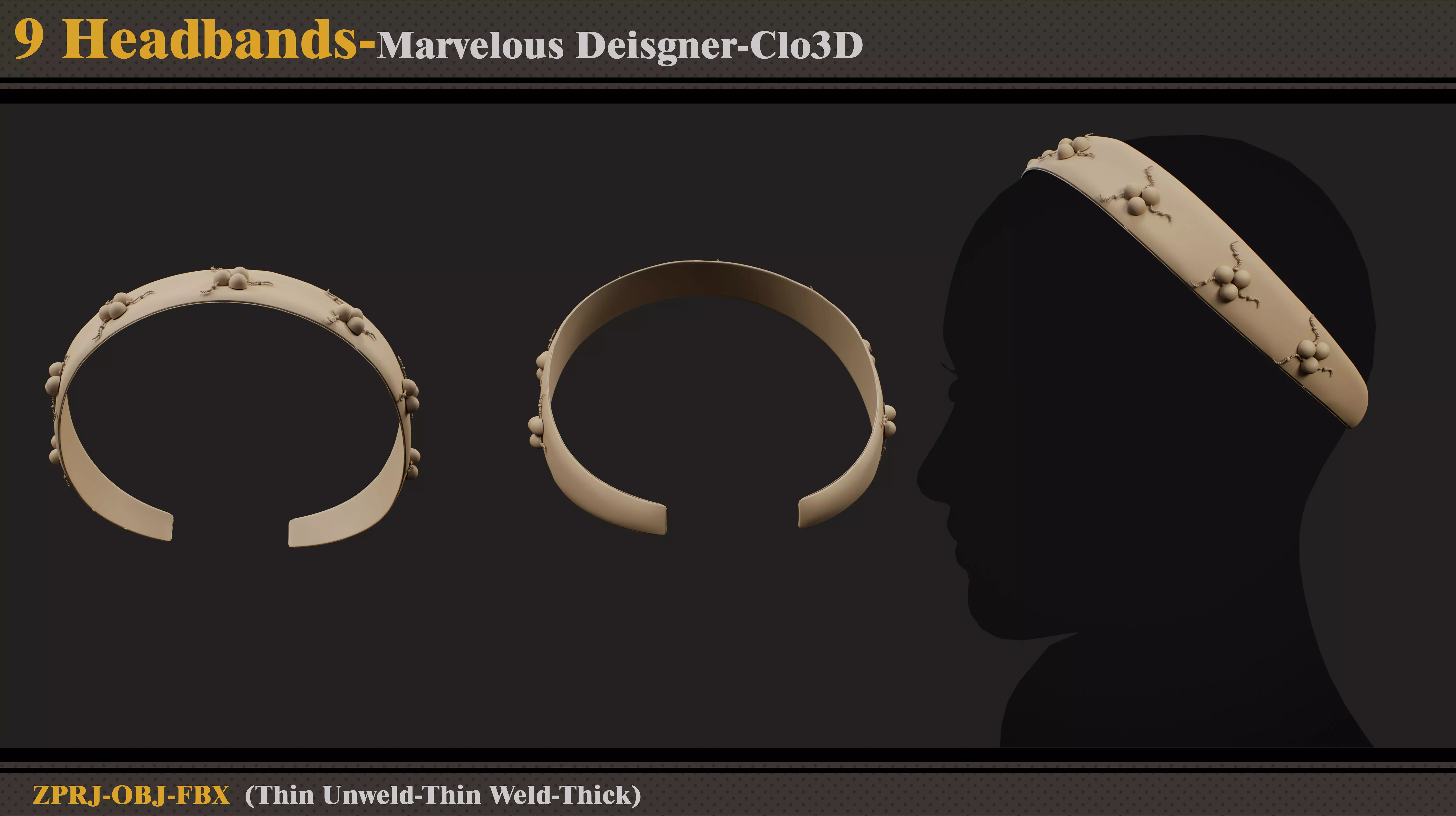 9 Headbands-MD-Clo3D-ZPRJ-FBX- OBJ 3D model_1