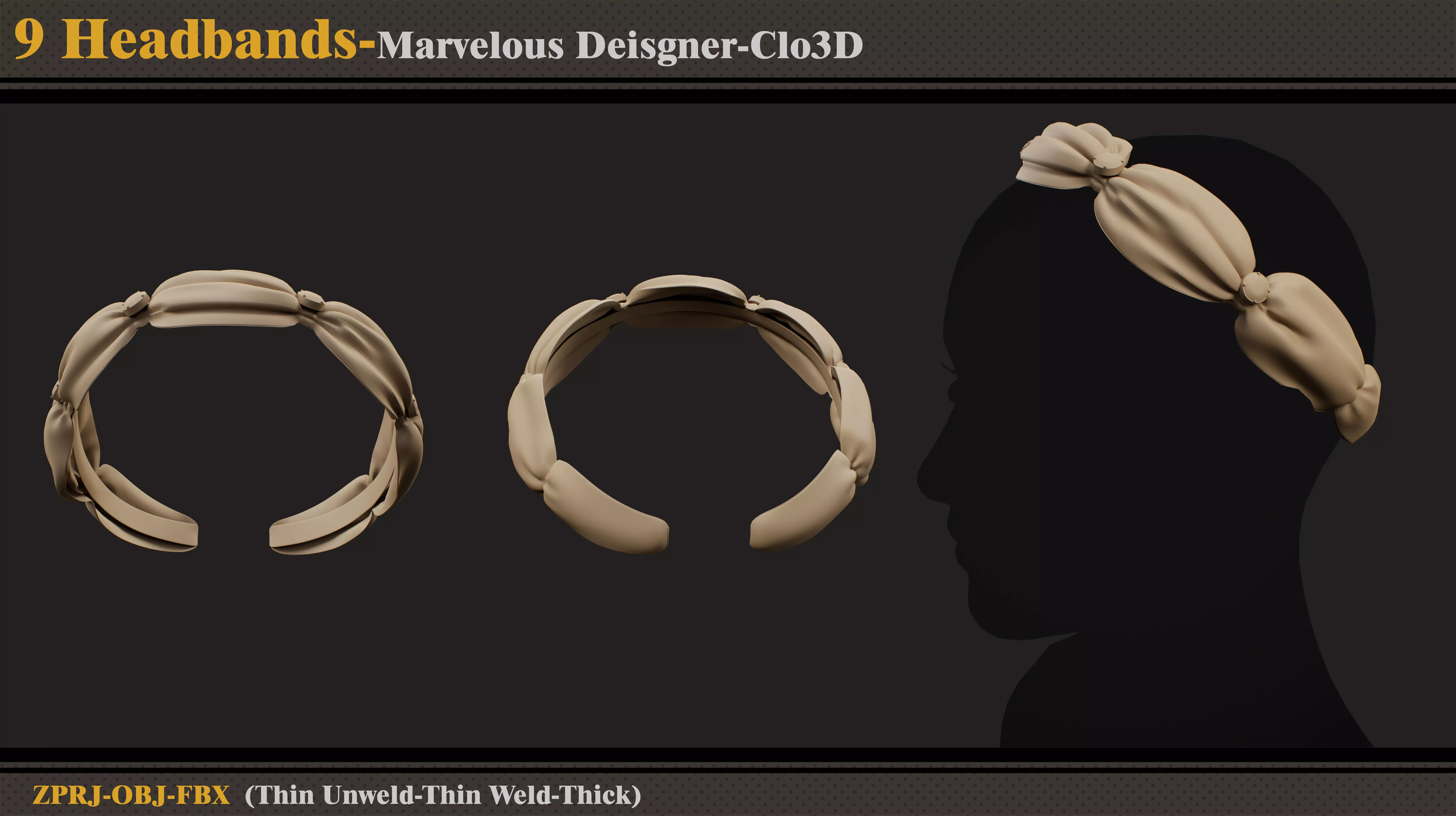 9 Headbands-MD-Clo3D-ZPRJ-FBX- OBJ 3D model_9