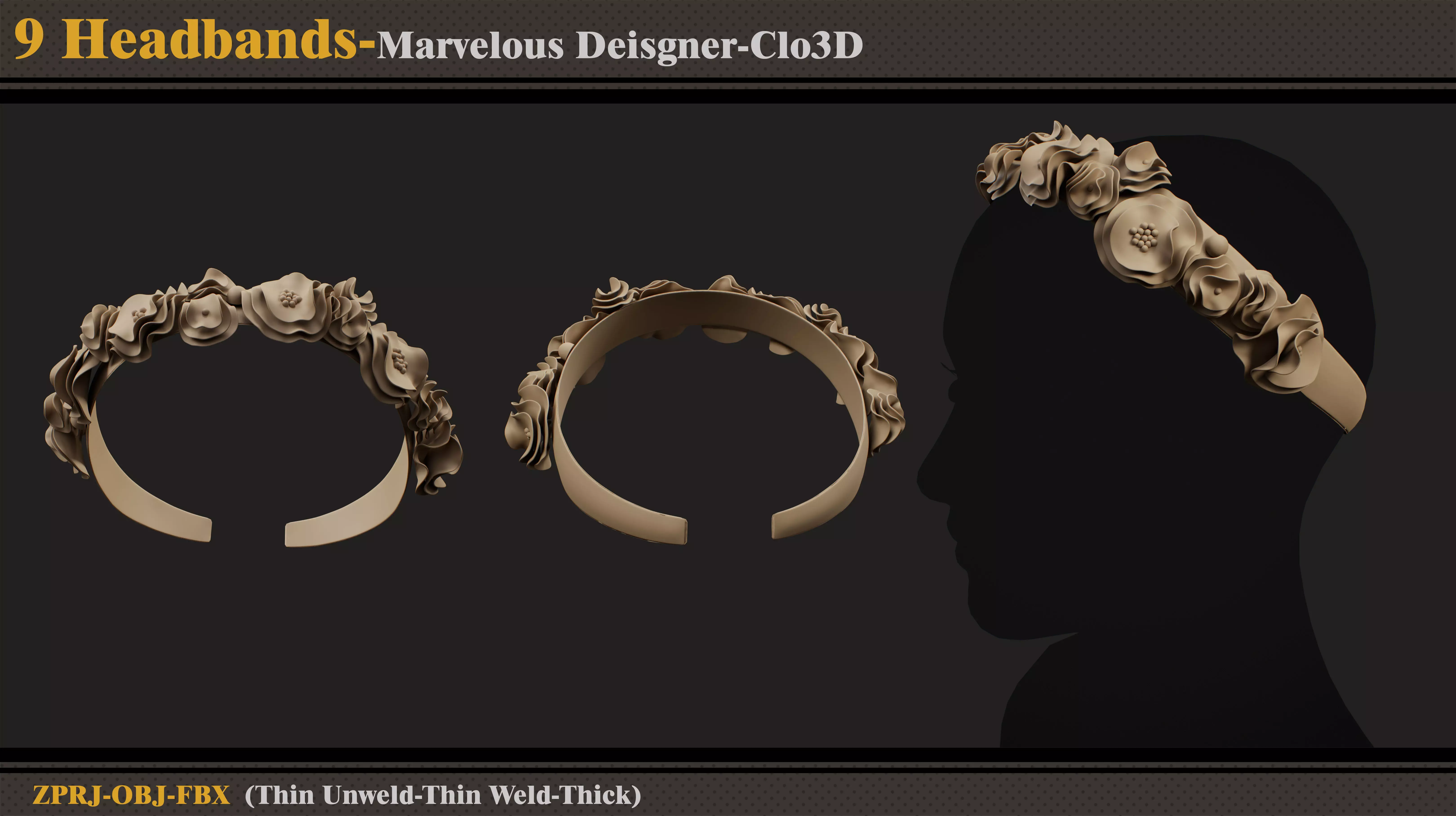 9 Headbands-MD-Clo3D-ZPRJ-FBX- OBJ 3D model_8