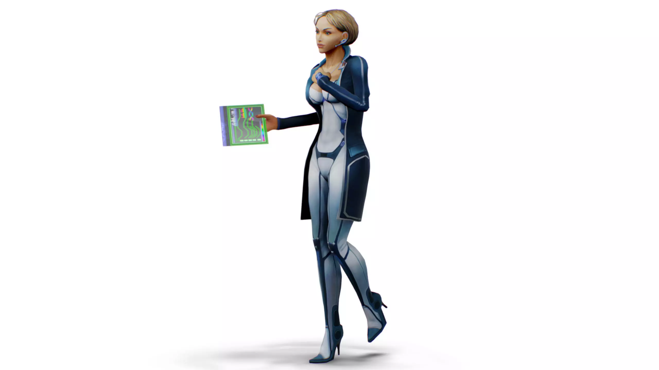Slimy Woman Scientist - Doctor Female - Blonde Girl Commander Low-poly 3D model_5