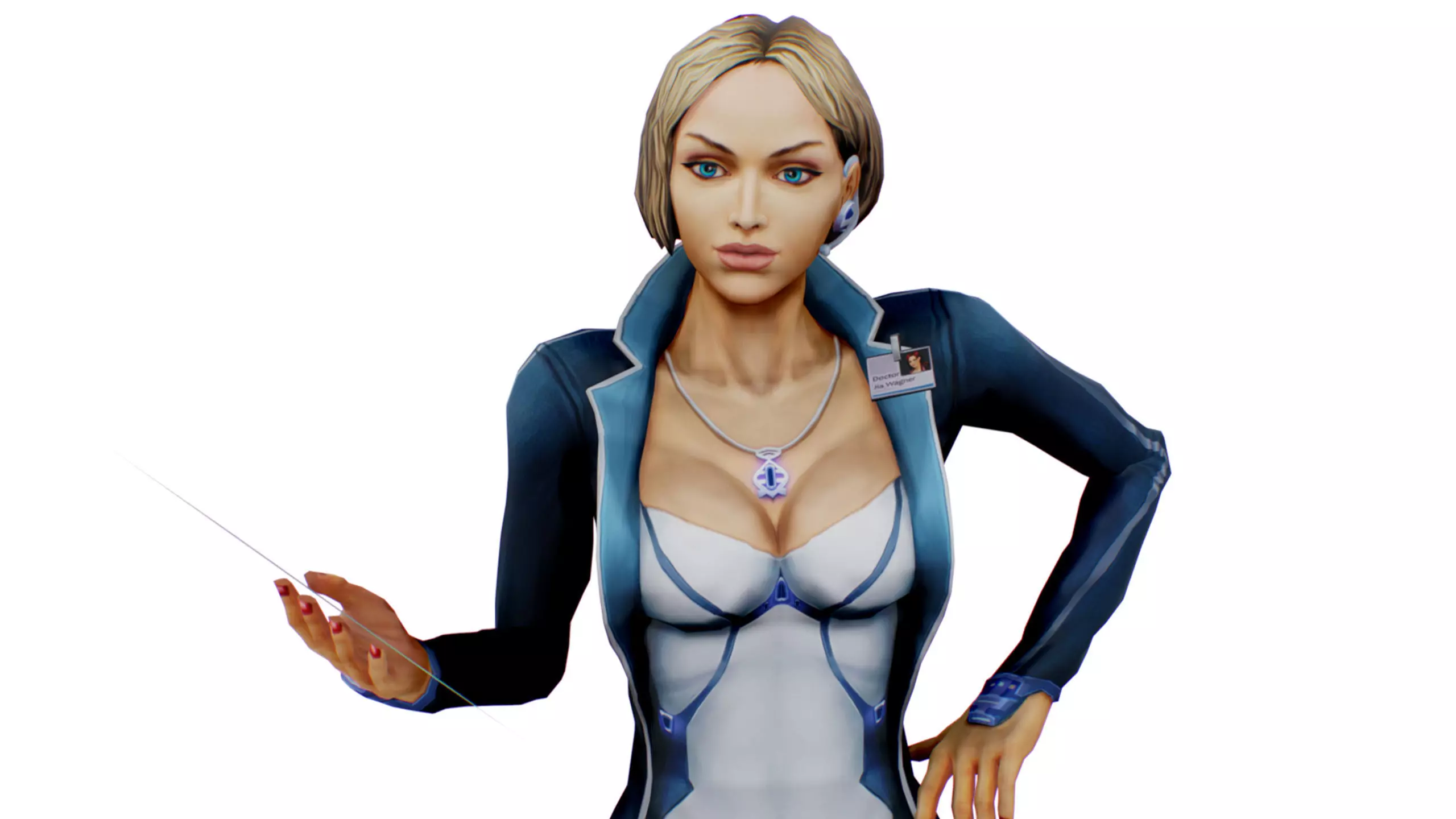 Slimy Woman Scientist - Doctor Female - Blonde Girl Commander Low-poly 3D model_7