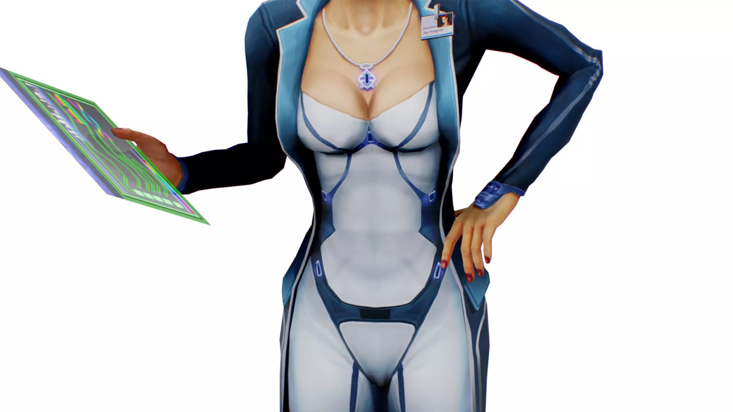 Slimy Woman Scientist - Doctor Female - Blonde Girl Commander Low-poly 3D model_8