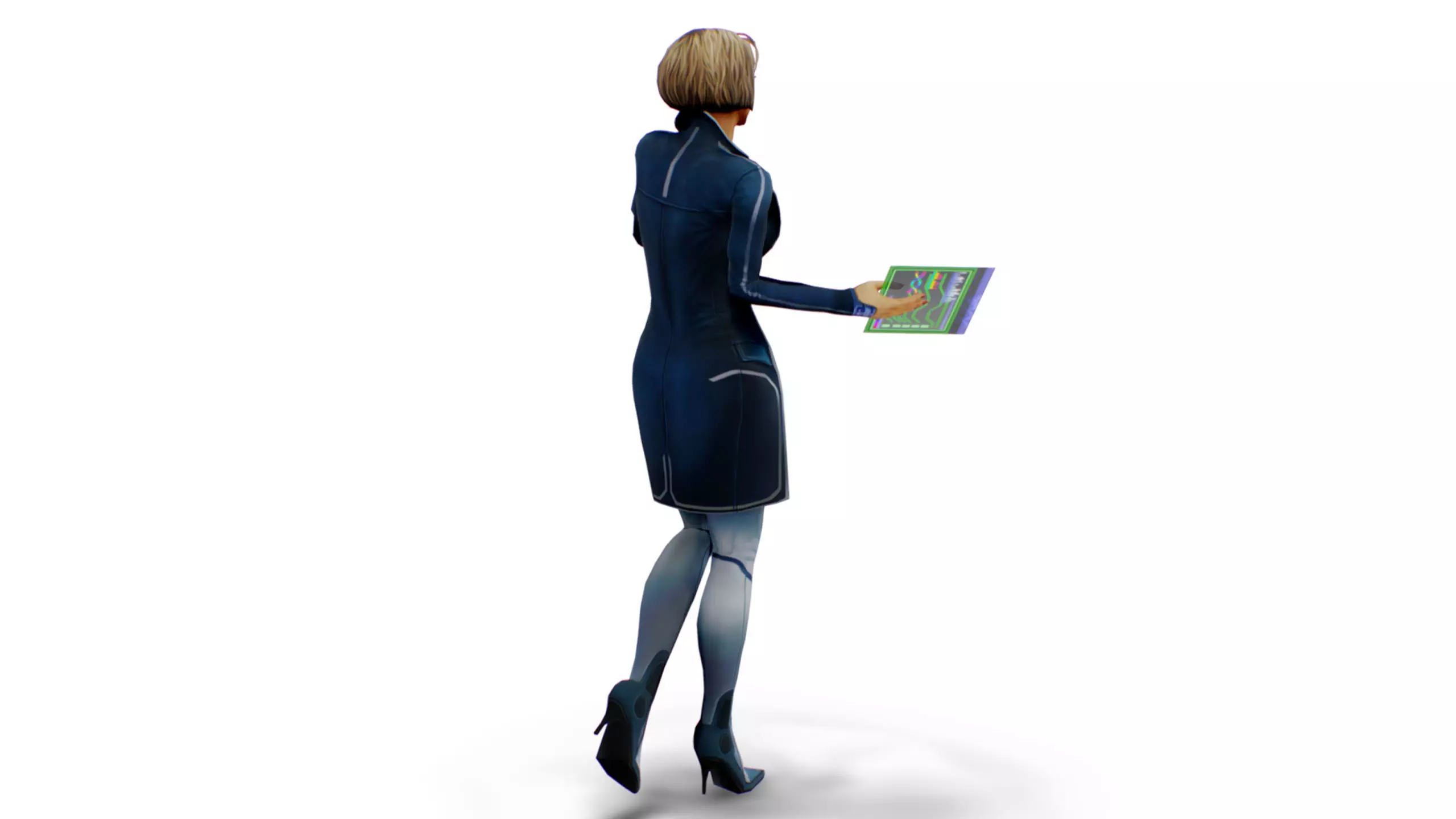 Slimy Woman Scientist - Doctor Female - Blonde Girl Commander Low-poly 3D model_6