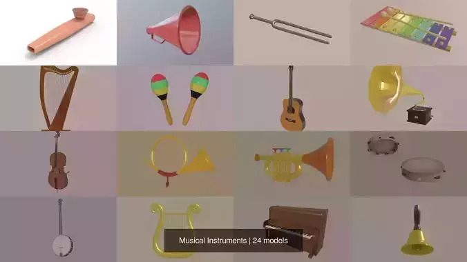 Musical Instruments Pack 3D Model Collection