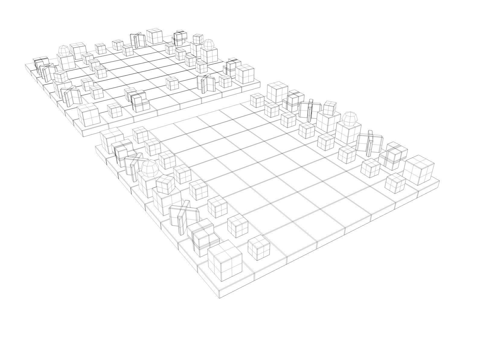 Bauhaus Chess Set 3D model_4