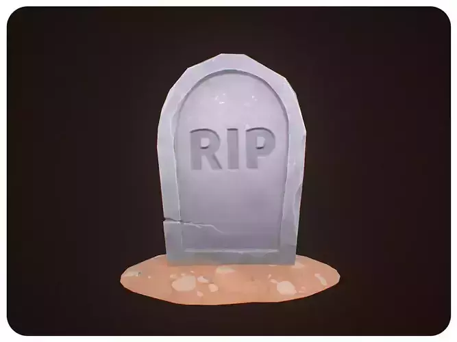 Stylized RIP Tombstone - Game Ready Low Poly Halloween Prop
