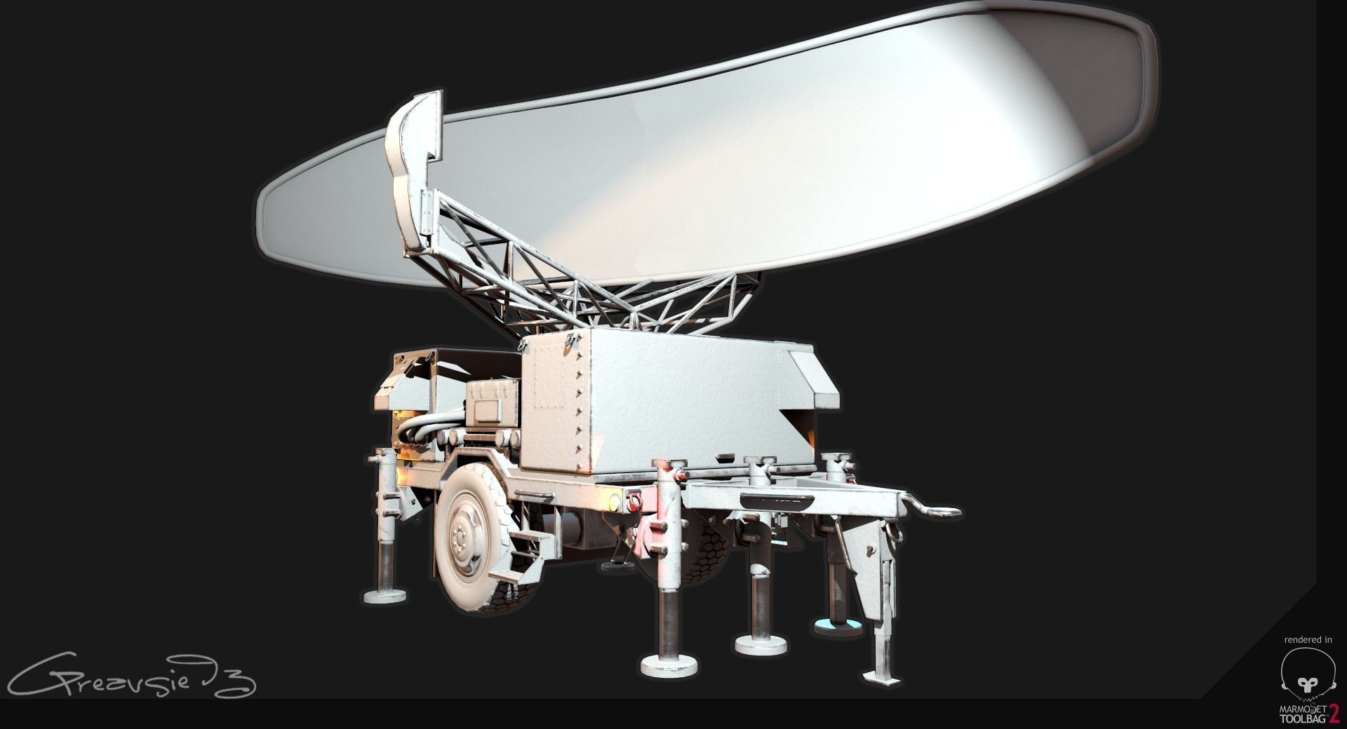 Low Poly PBR Sentinel Radar - Pulse Acquisition Radar  Low-poly 3D model_3