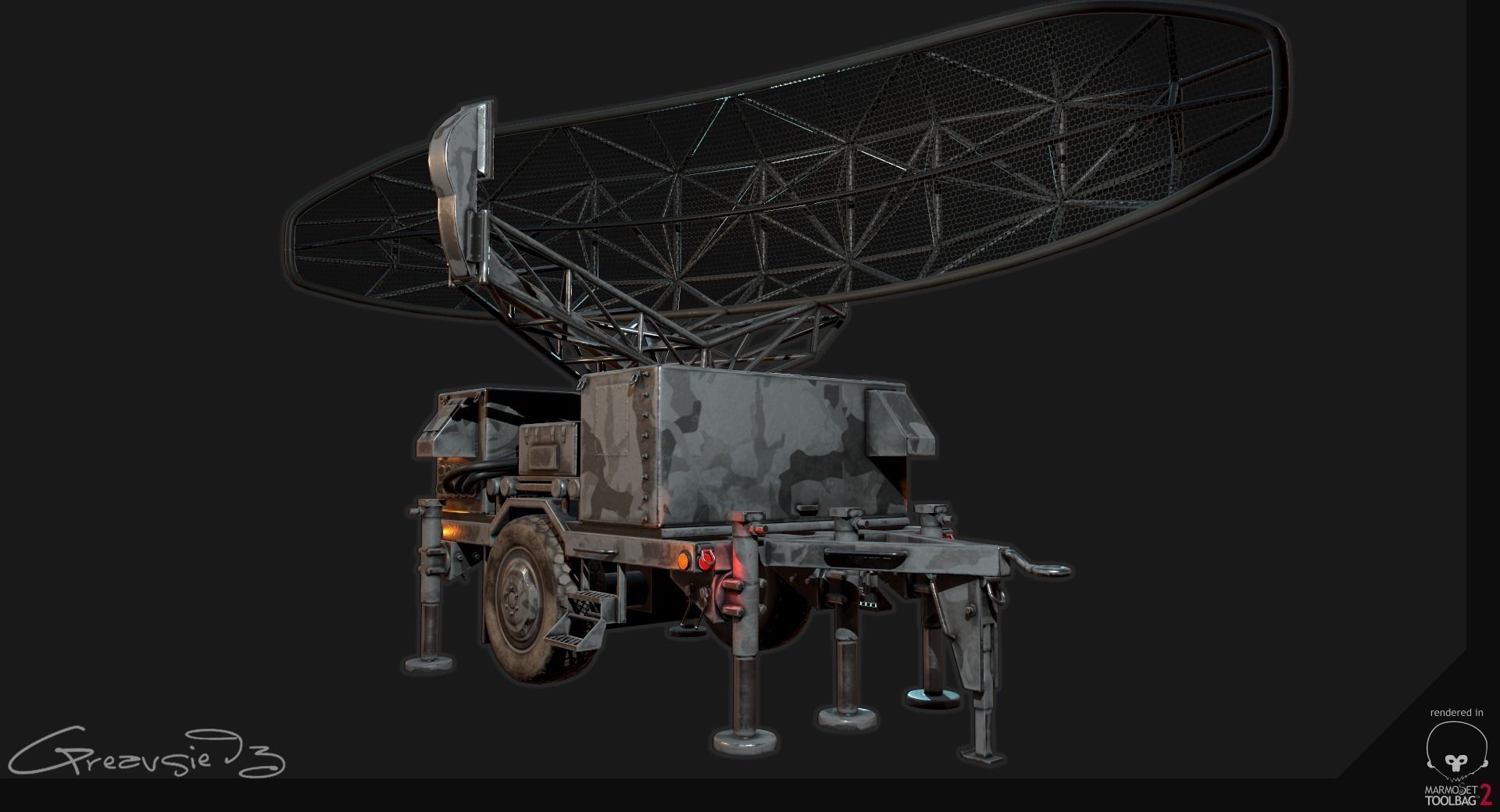 Low Poly PBR Sentinel Radar - Pulse Acquisition Radar  Low-poly 3D model_1