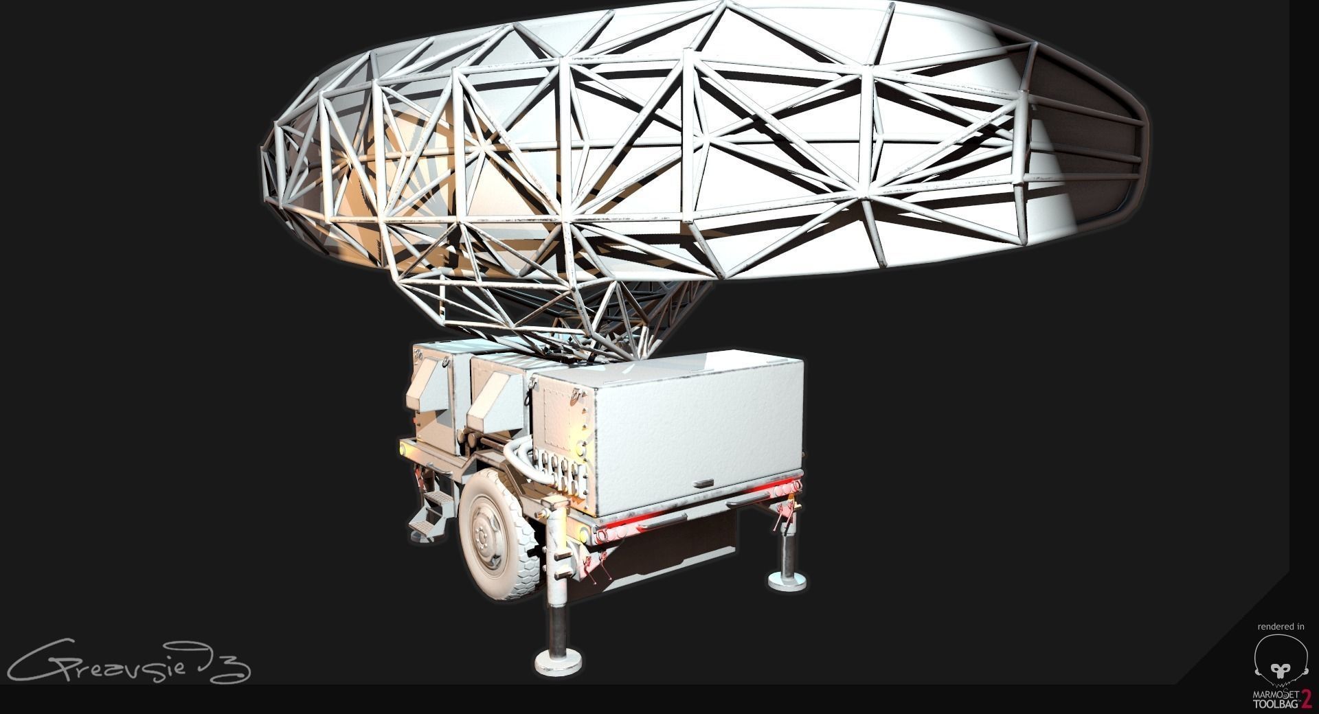 Low Poly PBR Sentinel Radar - Pulse Acquisition Radar  Low-poly 3D model_8