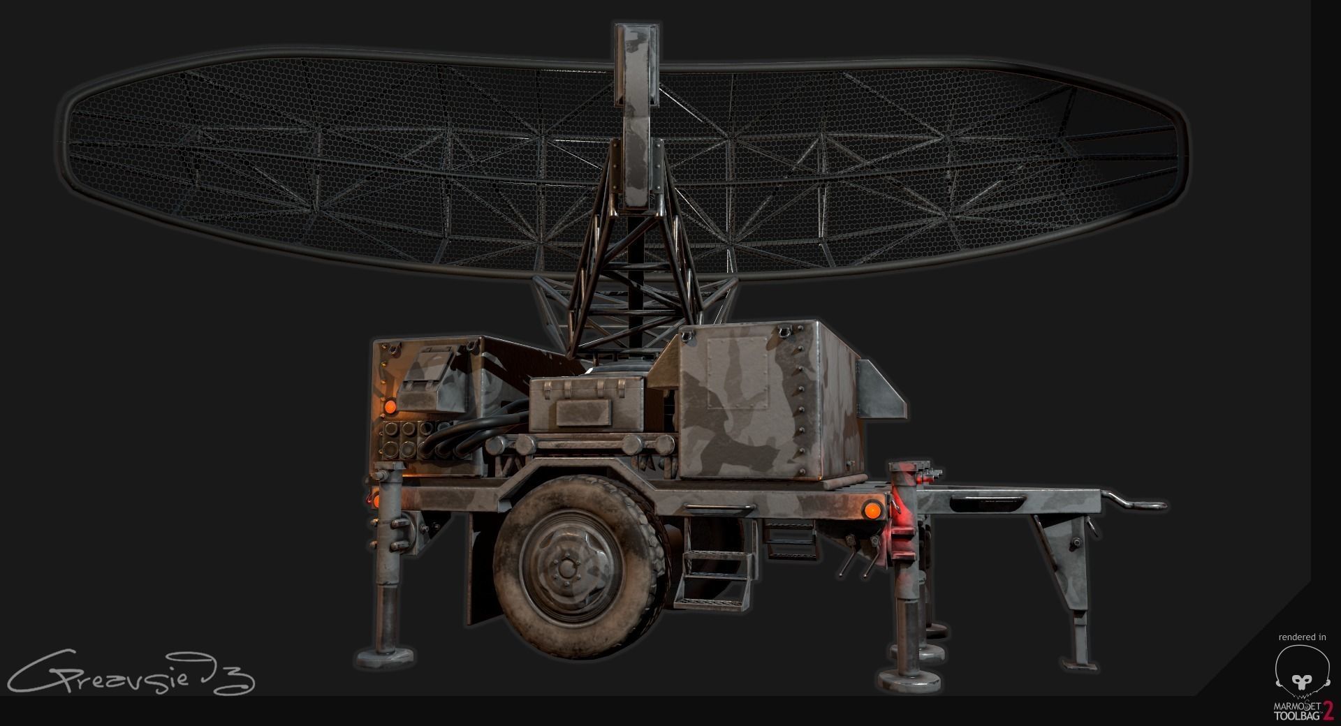 Low Poly PBR Sentinel Radar - Pulse Acquisition Radar  Low-poly 3D model_14