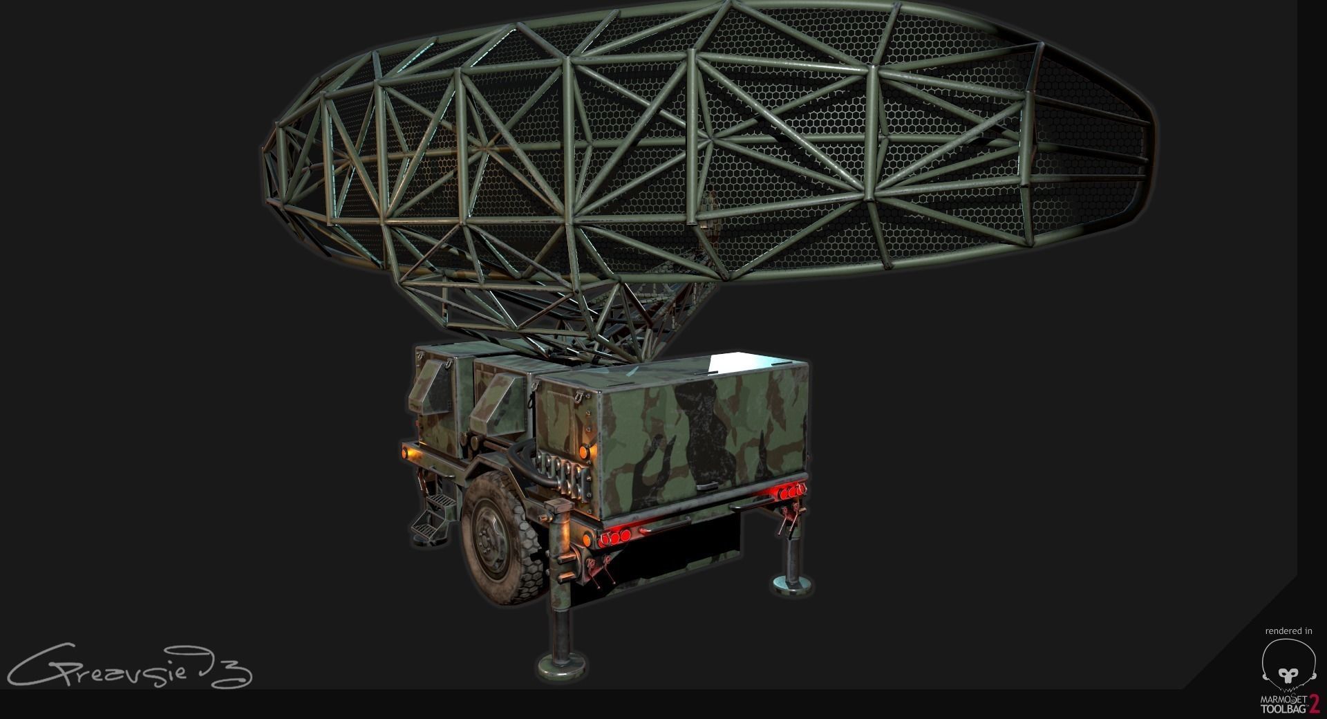 Low Poly PBR Sentinel Radar - Pulse Acquisition Radar  Low-poly 3D model_7