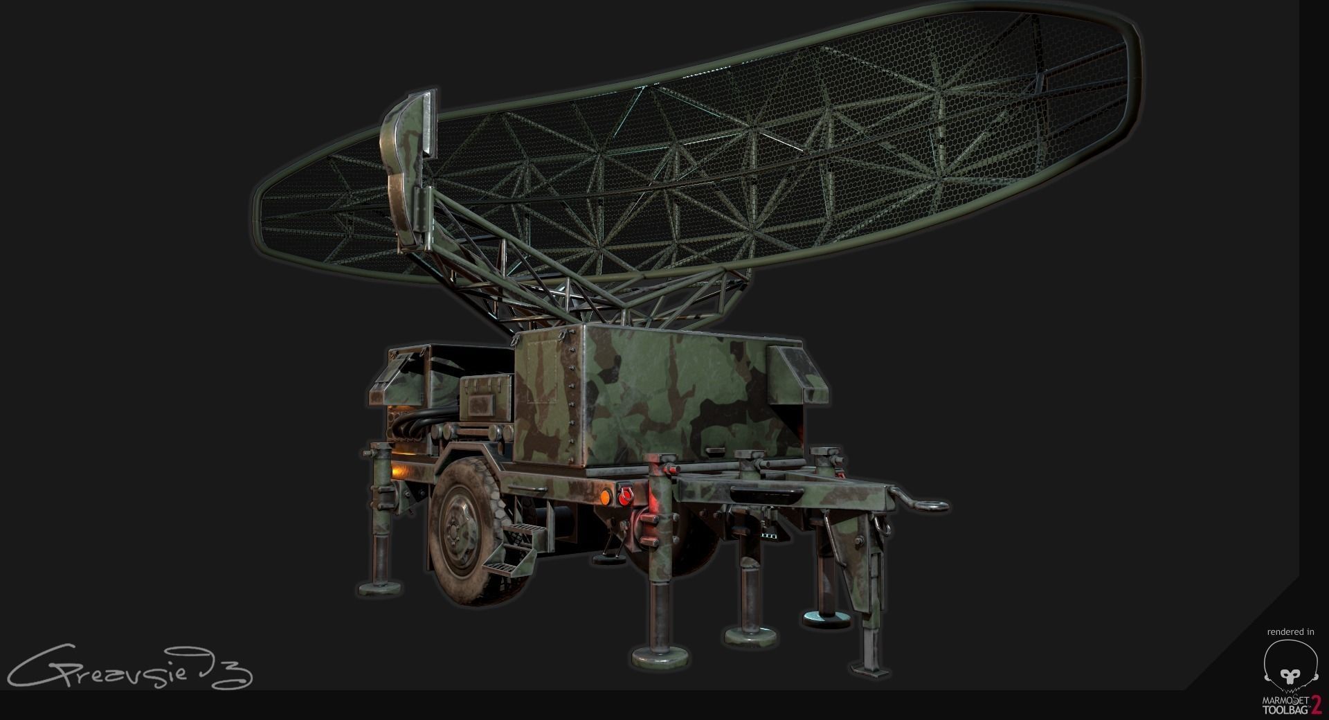 Low Poly PBR Sentinel Radar - Pulse Acquisition Radar  Low-poly 3D model_2