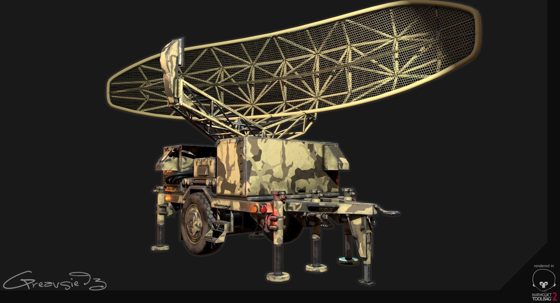 Low Poly PBR Sentinel Radar - Pulse Acquisition Radar  Low-poly 3D model_0