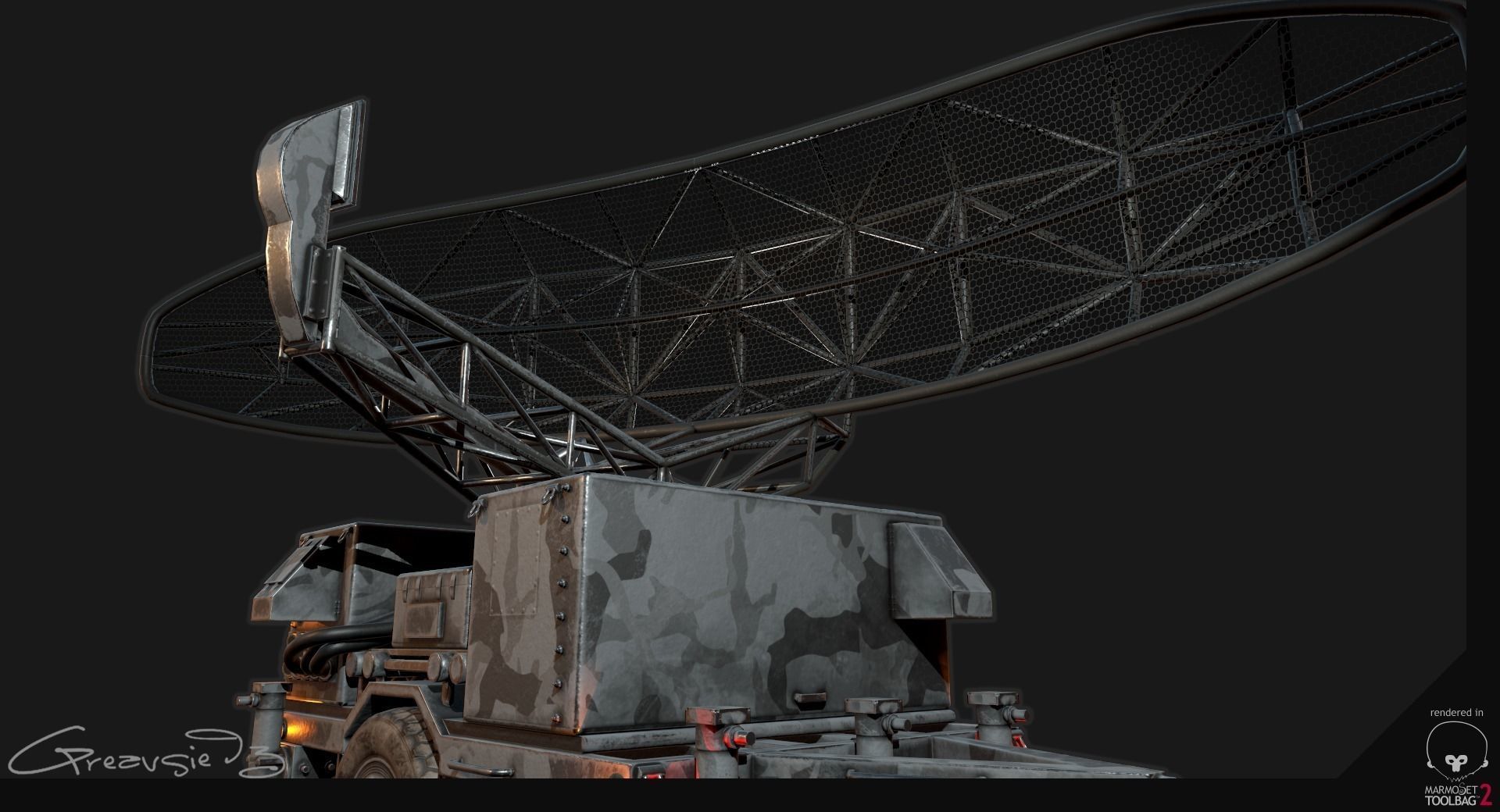 Low Poly PBR Sentinel Radar - Pulse Acquisition Radar  Low-poly 3D model_11