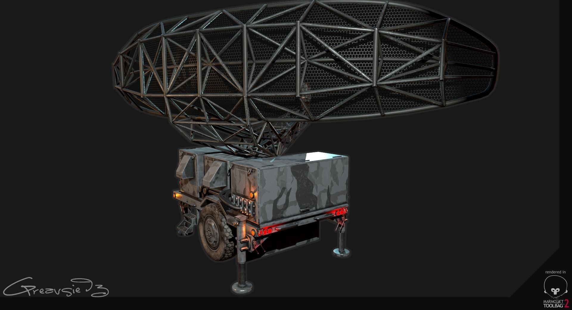 Low Poly PBR Sentinel Radar - Pulse Acquisition Radar  Low-poly 3D model_6