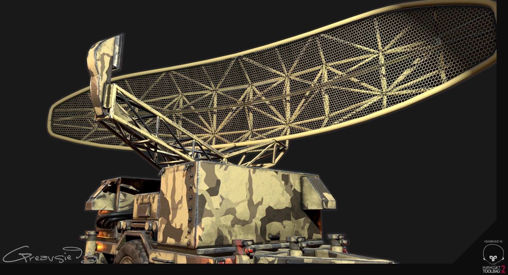 Low Poly PBR Sentinel Radar - Pulse Acquisition Radar  Low-poly 3D model_10