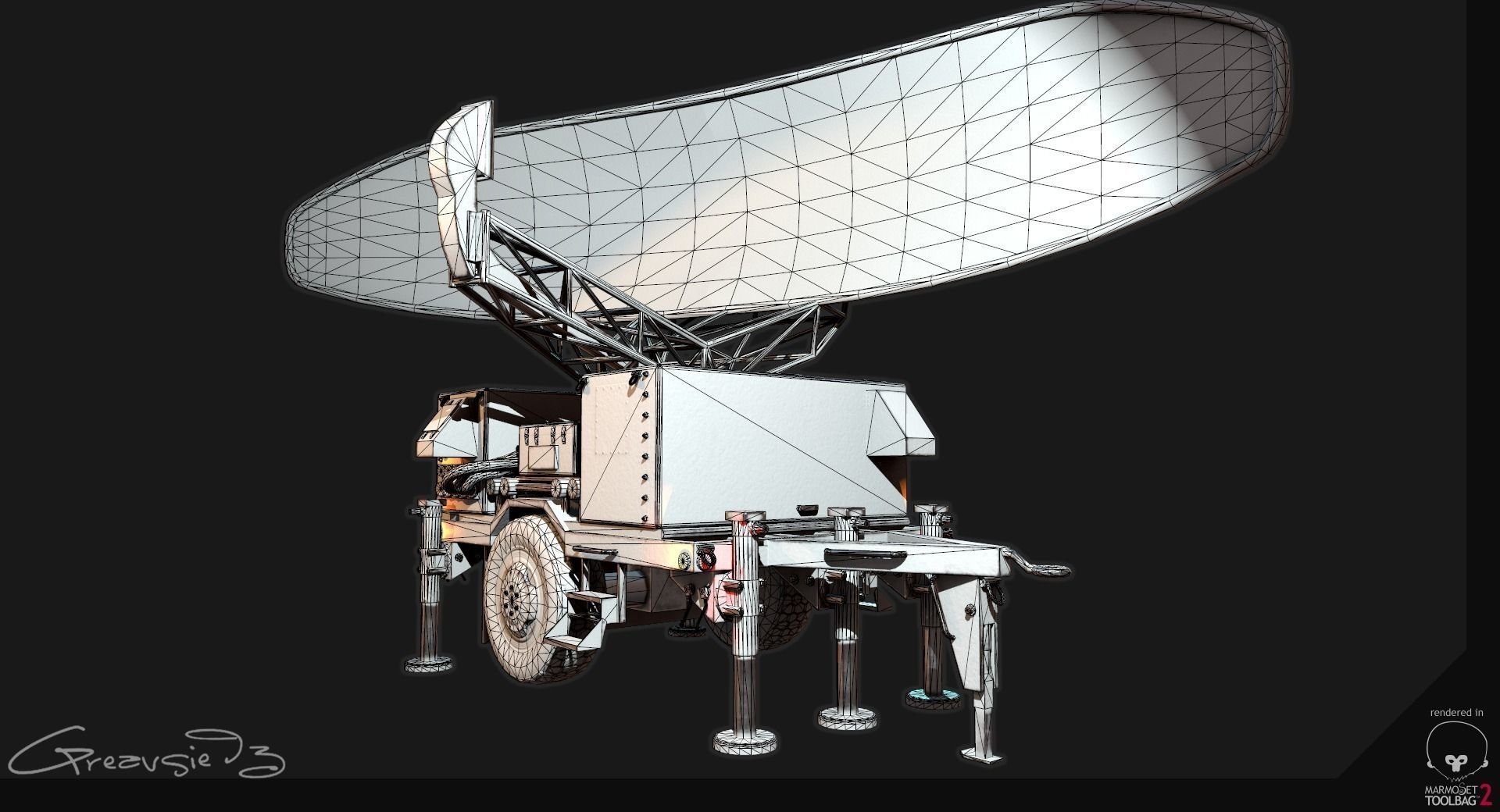 Low Poly PBR Sentinel Radar - Pulse Acquisition Radar  Low-poly 3D model_4