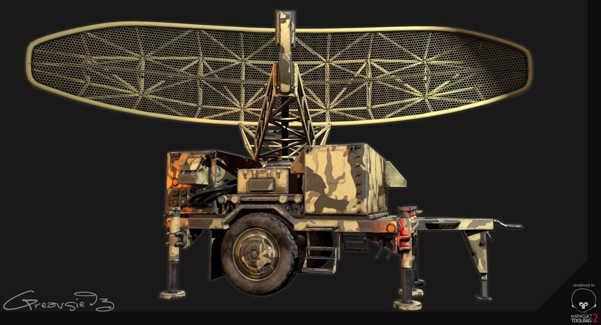 Low Poly PBR Sentinel Radar - Pulse Acquisition Radar  Low-poly 3D model_13