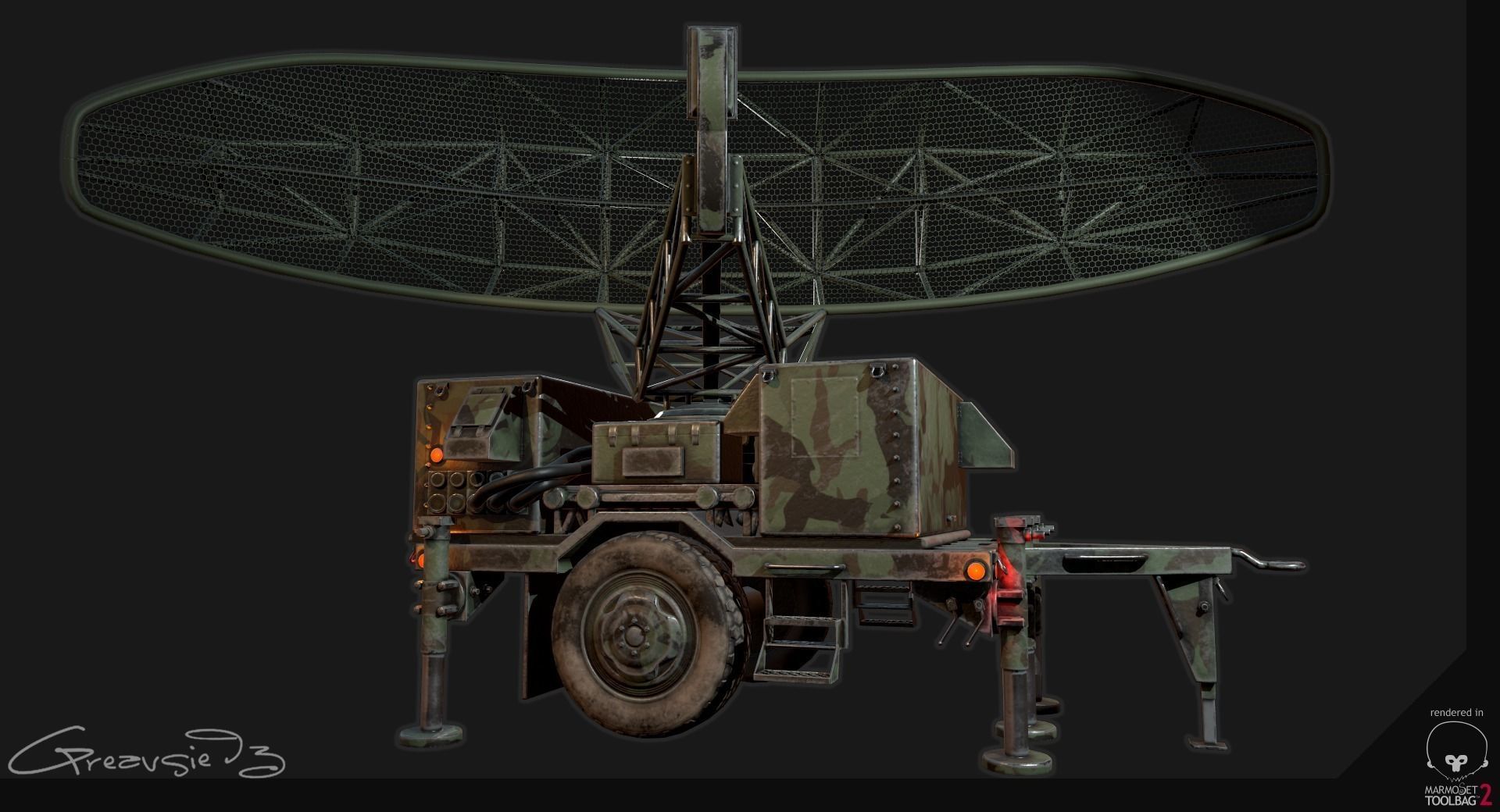 Low Poly PBR Sentinel Radar - Pulse Acquisition Radar  Low-poly 3D model_15