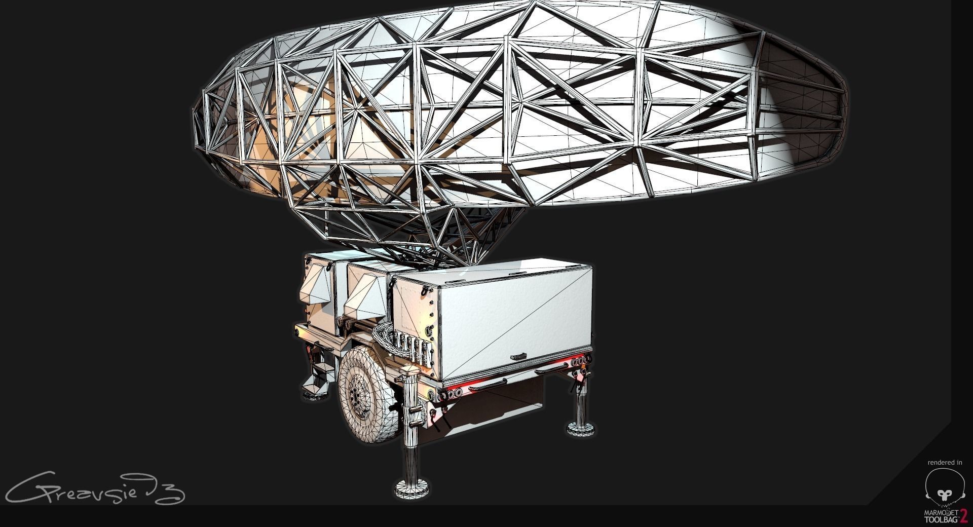 Low Poly PBR Sentinel Radar - Pulse Acquisition Radar  Low-poly 3D model_9