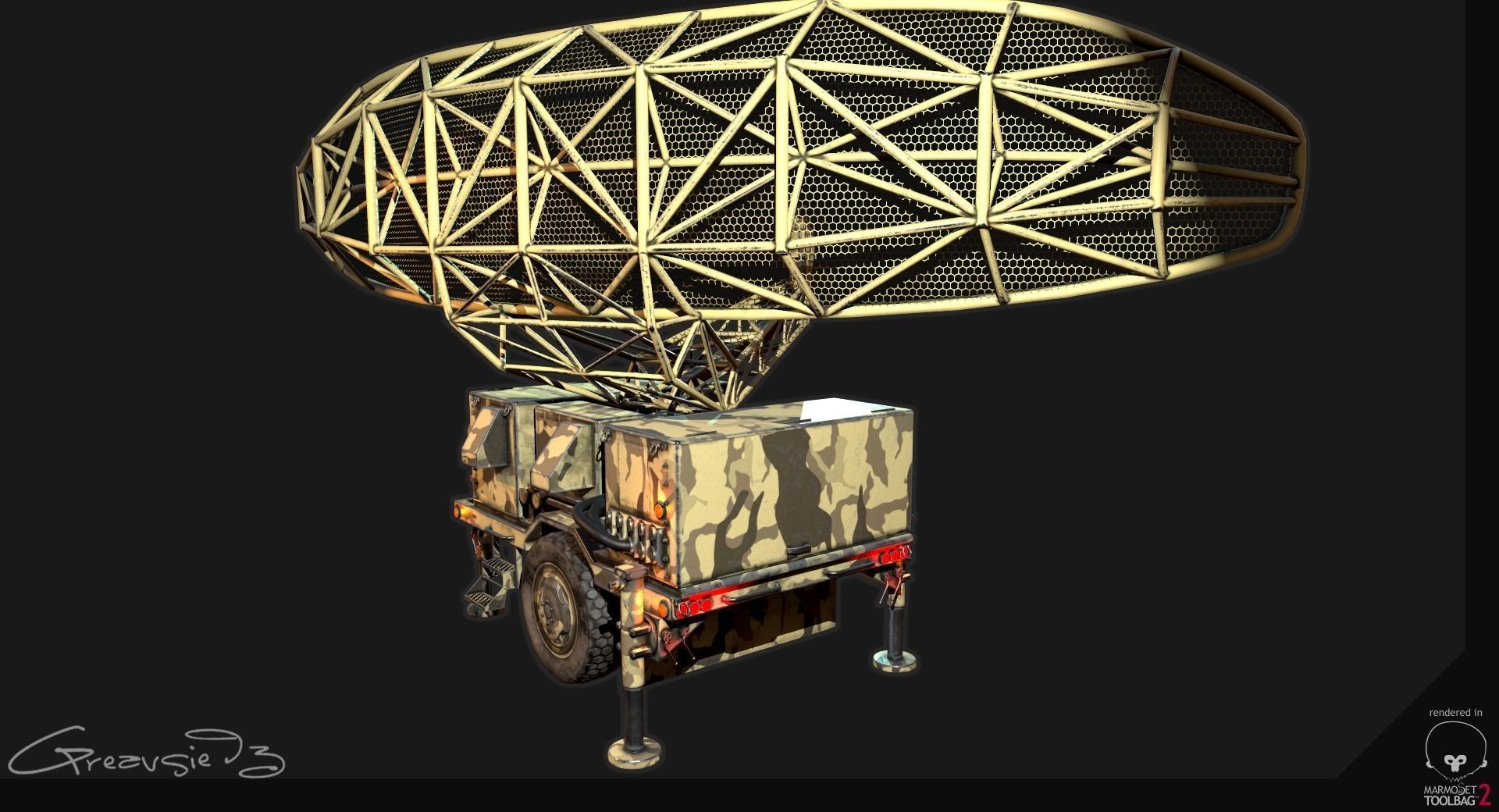 Low Poly PBR Sentinel Radar - Pulse Acquisition Radar  Low-poly 3D model_5