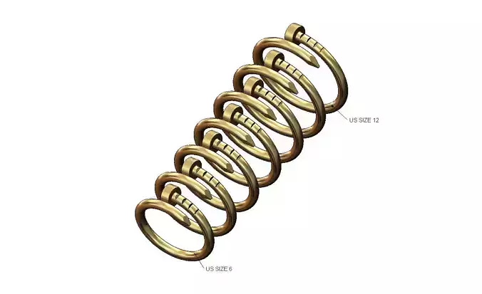 Nail helix fashion brand ring US sizes 6to12 3D print model