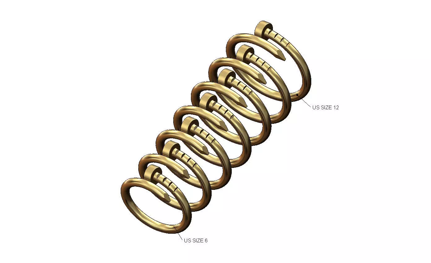 Nail helix fashion brand ring US sizes 6to12 3D print model