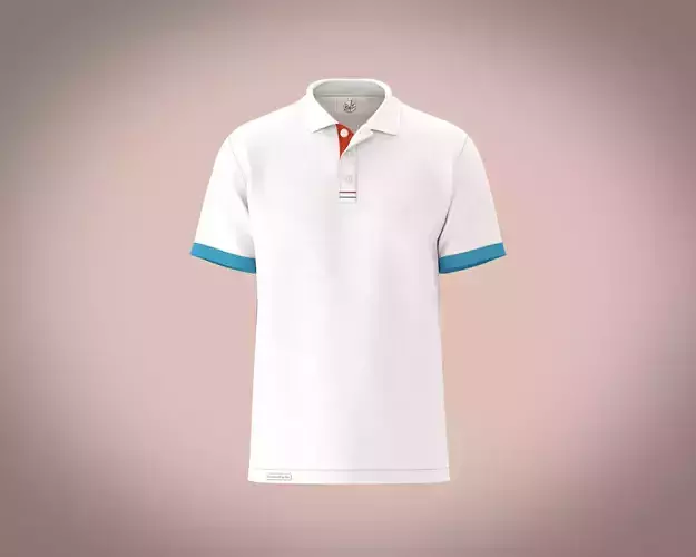 Mens polo shirt with color block panel