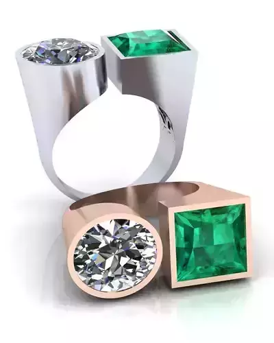 oval and princess signet jewelry ring 