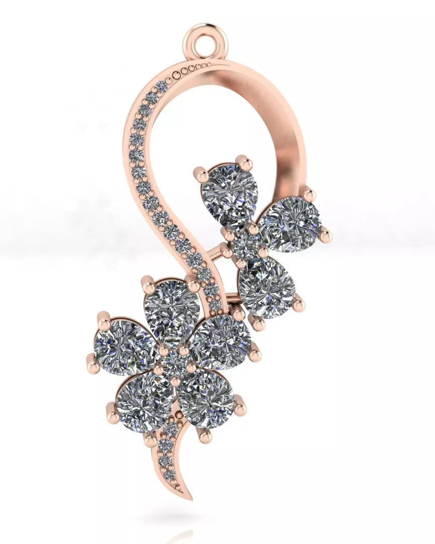 pear and round jewelry pendant 3D print model_6