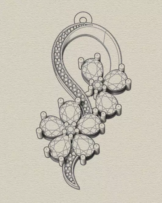 pear and round jewelry pendant 3D print model_0