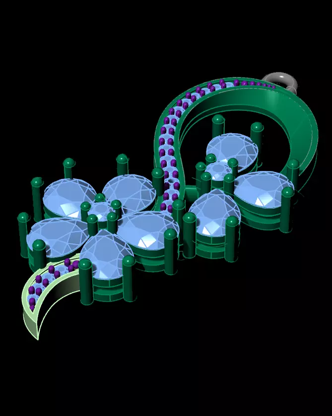 pear and round jewelry pendant 3D print model_2