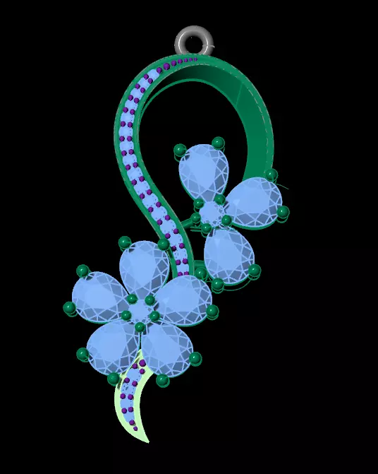 pear and round jewelry pendant 3D print model_3