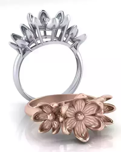 3 flower gold ring