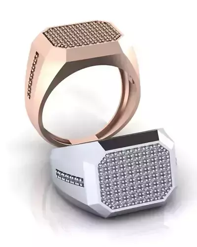 pave setting signet jewelry ring