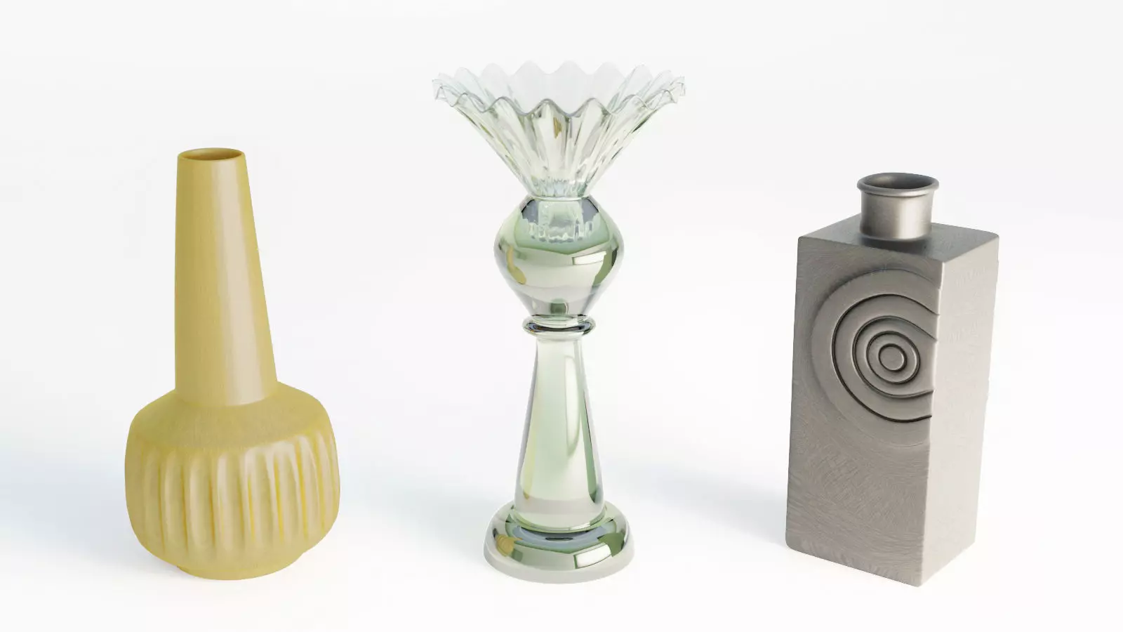 three vases Free 3D model_0