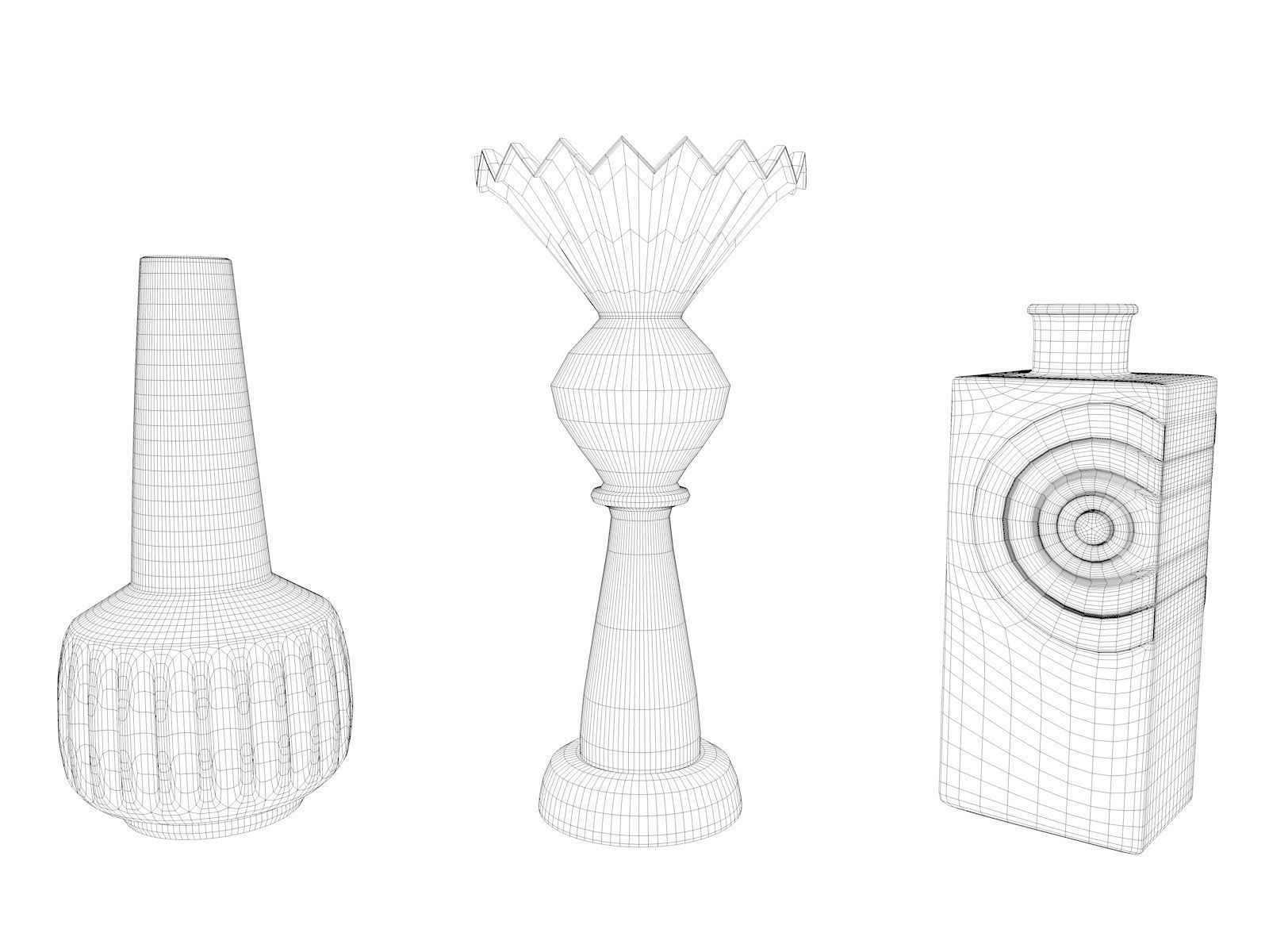 three vases Free 3D model_1