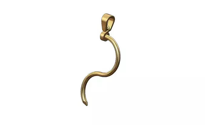 Curved nail pendant charm 3D print model