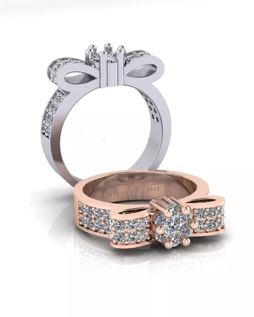 bow tie engagement jewelry ring  3D print model_0
