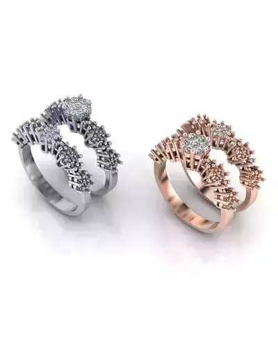 2 size flower setting engagement jewelry ring 