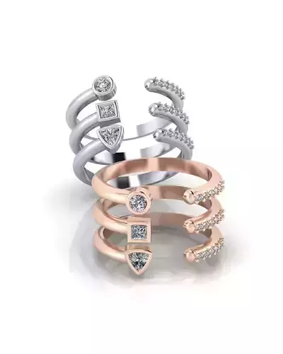 TRIANGLE PRINCES AND ROUND MINIMAL JEWELRY RING