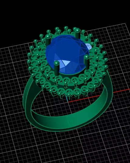 oval lady D cluster ring 3D print model_1