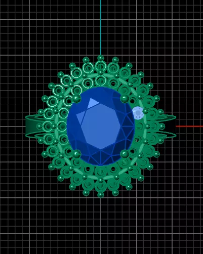 oval lady D cluster ring 3D print model_3