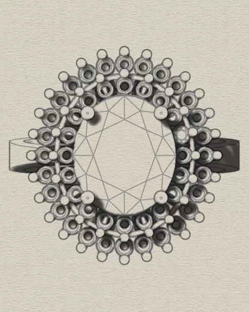 oval lady D cluster ring 3D print model_4