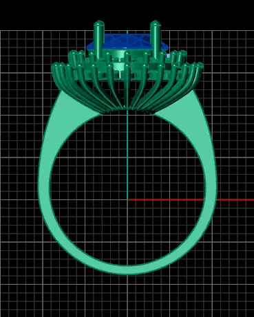oval lady D cluster ring 3D print model_2