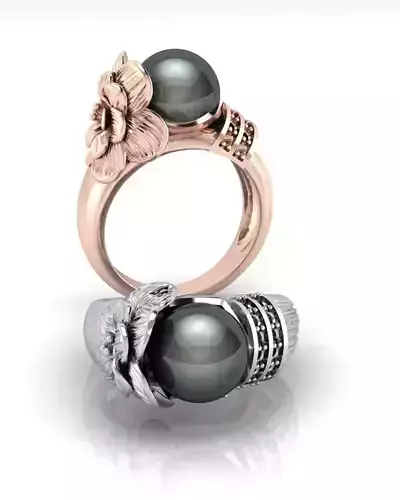 pearl and flower jewelry ring