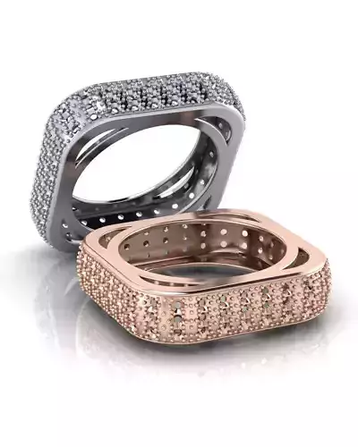 rectangle pave setting jewelry ring