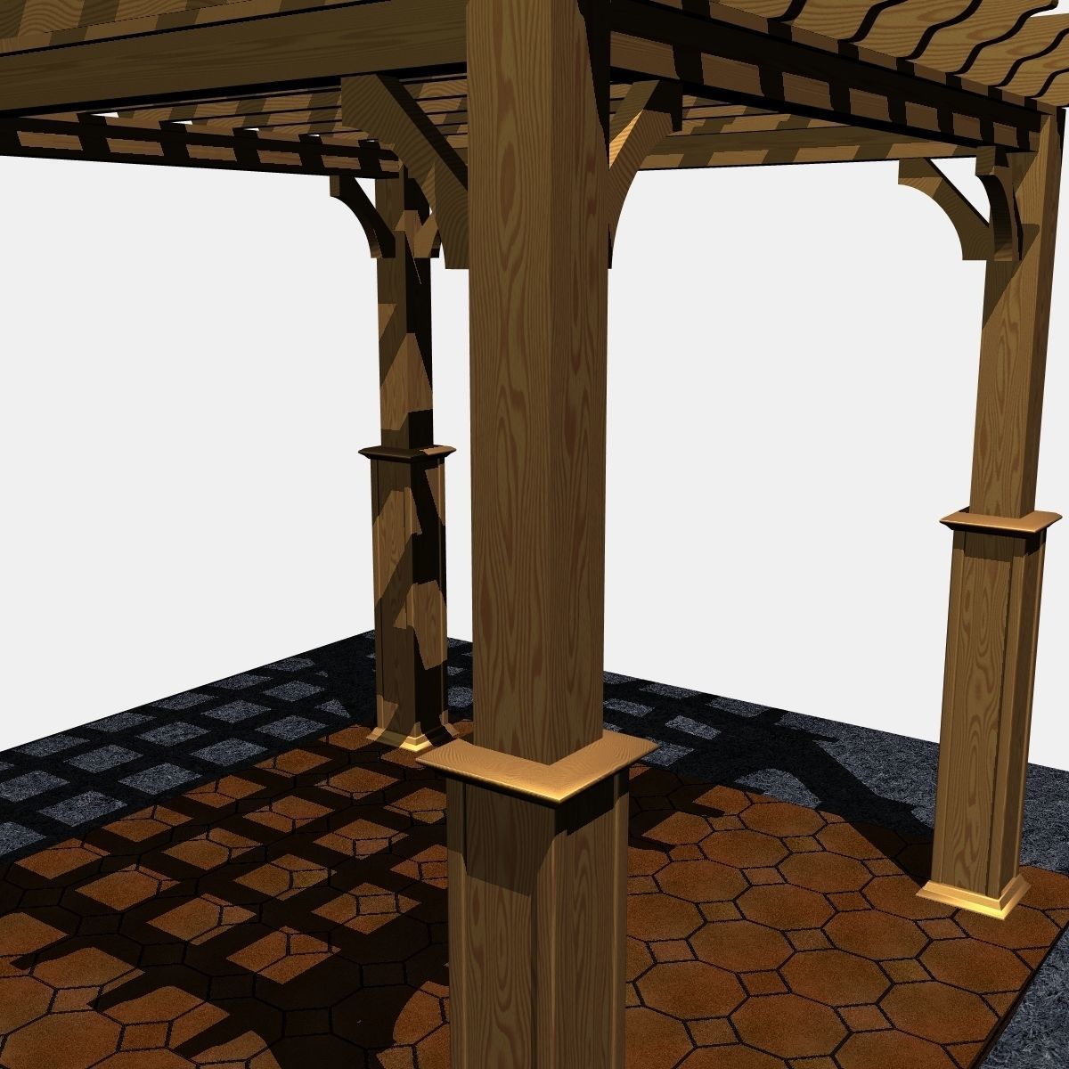 Pergola 4 Freestanding 3D model_2